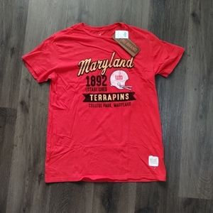 Medium Retro Brand Vintage Style Tee Shirt  1892 Maryland Terrapins Football Red